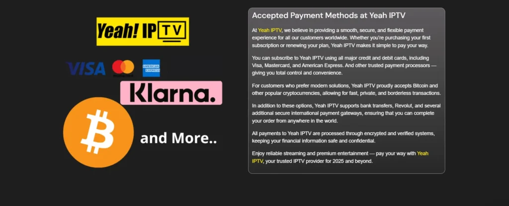 Yeah IPTV Payment Solutions
